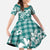 Hibiscus Pakala Aqua Teal Family Matching Long Sleeve Bodycon Dress and Hawaiian Shirt Tropical Floral Stylized - Polynesian Pride