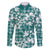 Hibiscus Pakala Aqua Teal Family Matching Off The Shoulder Long Sleeve Dress and Hawaiian Shirt Tropical Floral Stylized - Polynesian Pride