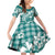 Hibiscus Pakala Aqua Teal Family Matching Off Shoulder Short Dress and Hawaiian Shirt Tropical Floral Stylized - Polynesian Pride