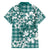 Hibiscus Pakala Aqua Teal Family Matching Short Sleeve Bodycon Dress and Hawaiian Shirt Tropical Floral Stylized - Polynesian Pride