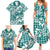 Hibiscus Pakala Aqua Teal Family Matching Summer Maxi Dress and Hawaiian Shirt Tropical Floral Stylized - Polynesian Pride
