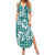Hibiscus Pakala Aqua Teal Family Matching Summer Maxi Dress and Hawaiian Shirt Tropical Floral Stylized - Polynesian Pride