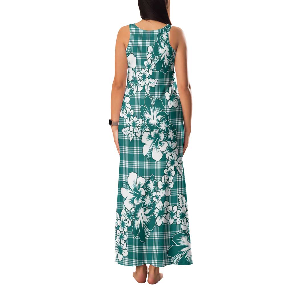 Hibiscus Pakala Aqua Teal Family Matching Tank Maxi Dress and Hawaiian Shirt Tropical Floral Stylized - Polynesian Pride