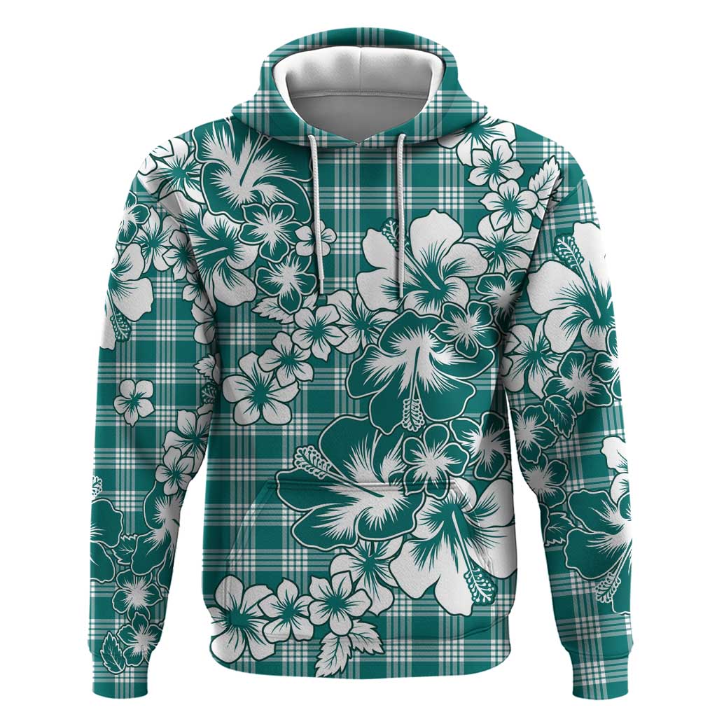 Hibiscus Pakala Aqua Teal Hoodie Tropical Floral Stylized - Polynesian Pride
