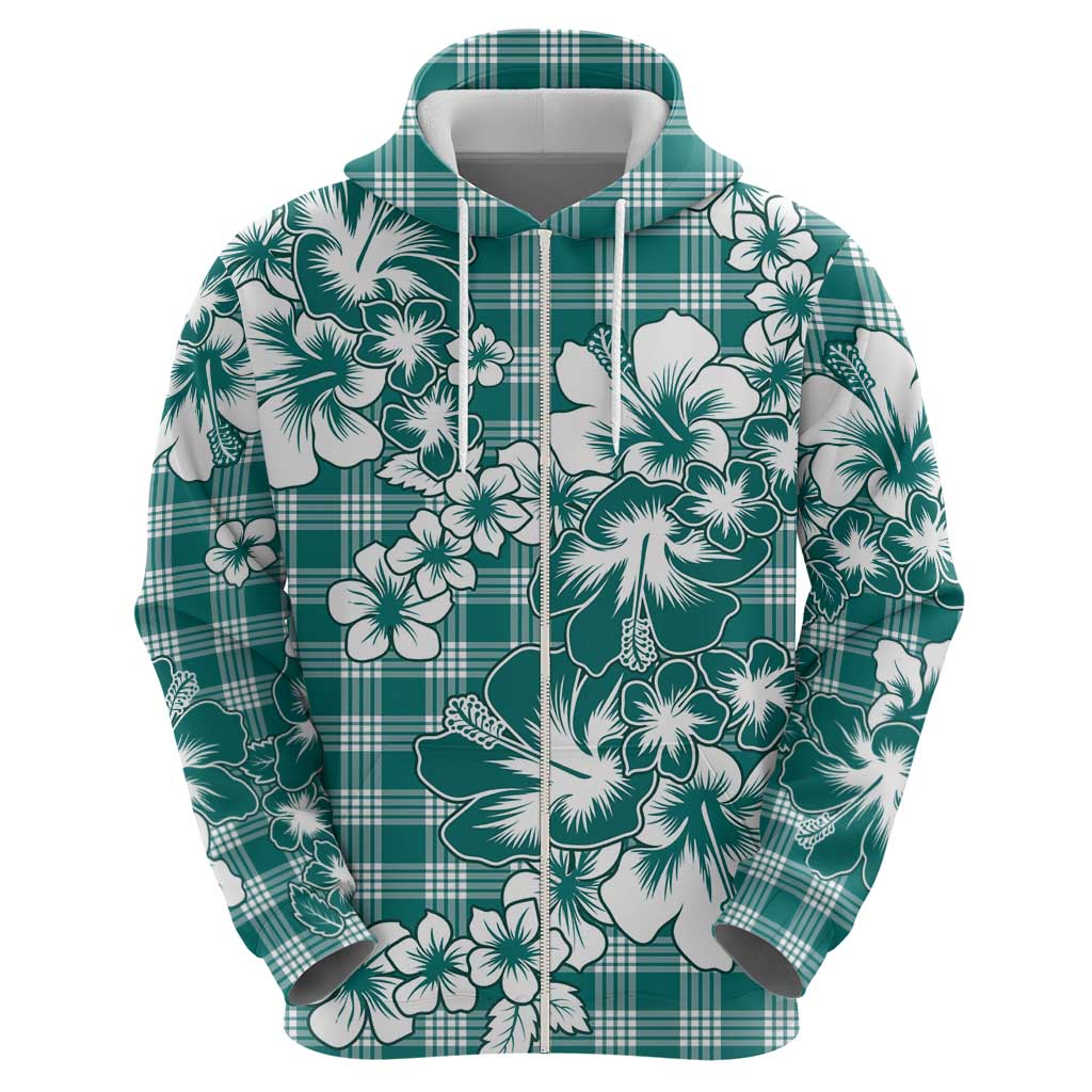 Hibiscus Pakala Aqua Teal Hoodie Tropical Floral Stylized - Polynesian Pride