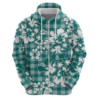 Hibiscus Pakala Aqua Teal Hoodie Tropical Floral Stylized - Polynesian Pride