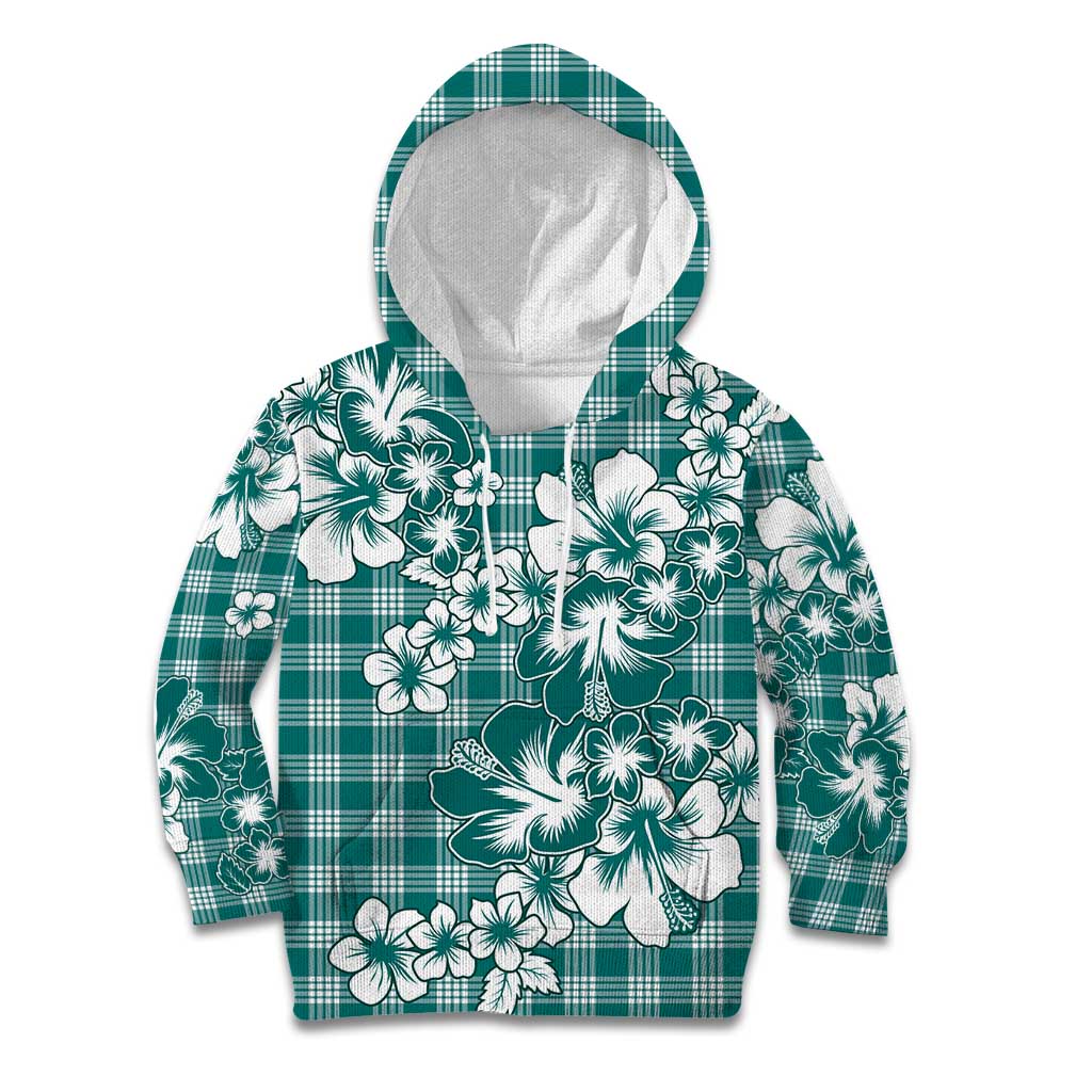 Hibiscus Pakala Aqua Teal Kid Hoodie Tropical Floral Stylized - Polynesian Pride