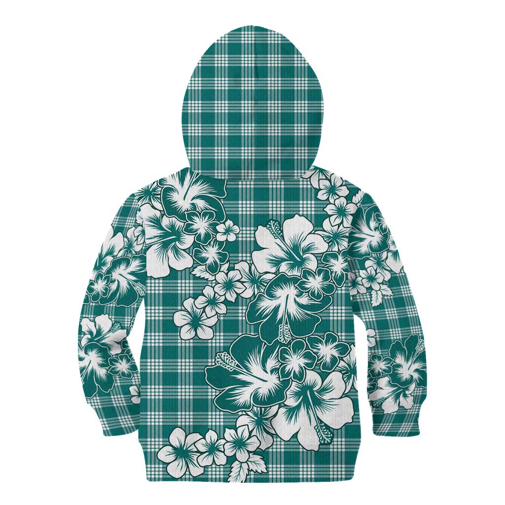 Hibiscus Pakala Aqua Teal Kid Hoodie Tropical Floral Stylized - Polynesian Pride