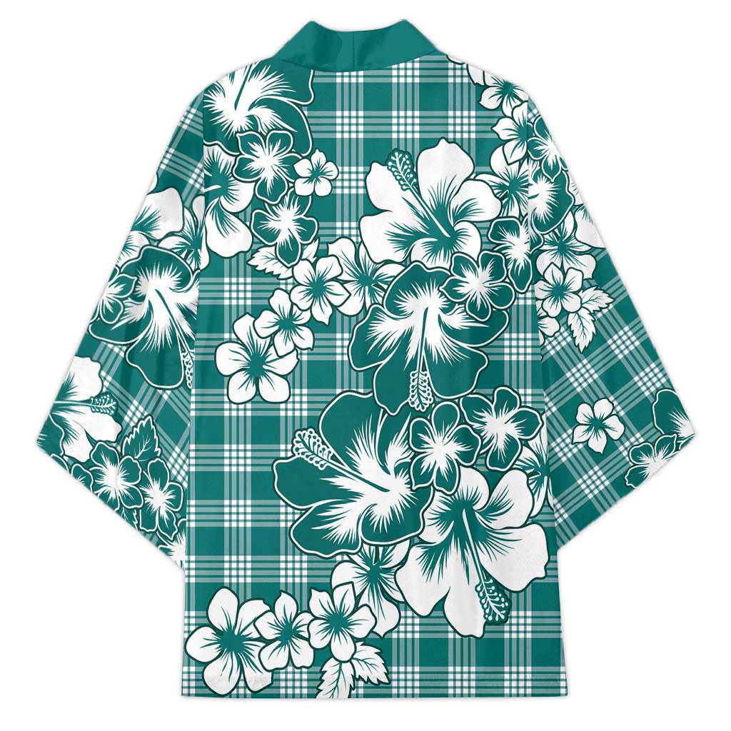 Hibiscus Pakala Aqua Teal Kimono Tropical Floral Stylized - Polynesian Pride