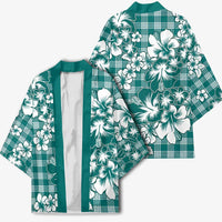 Hibiscus Pakala Aqua Teal Kimono Tropical Floral Stylized - Polynesian Pride