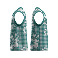 Hibiscus Pakala Aqua Teal Christmas Knitted V-Neck Vest Tropical Floral Stylized LT01 - Polynesian Pride
