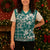 Hibiscus Pakala Aqua Teal Christmas Knitted V-Neck Vest Tropical Floral Stylized - Polynesian Pride