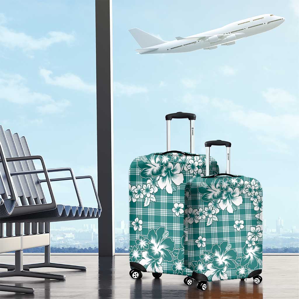 Hibiscus Pakala Aqua Teal Luggage Cover Tropical Floral Stylized - Polynesian Pride