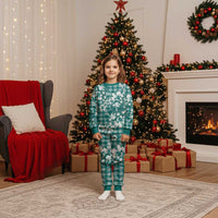 Hibiscus Pakala Aqua Teal Christmas Pajama Set Tropical Floral Stylized LT01 Kid Teal - Polynesian Pride