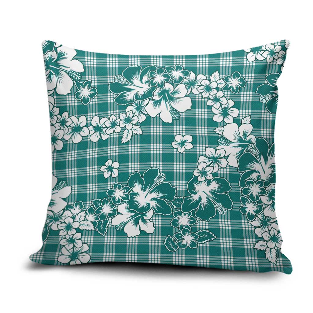 Hibiscus Pakala Aqua Teal Pillow Cover Tropical Floral Stylized - Polynesian Pride