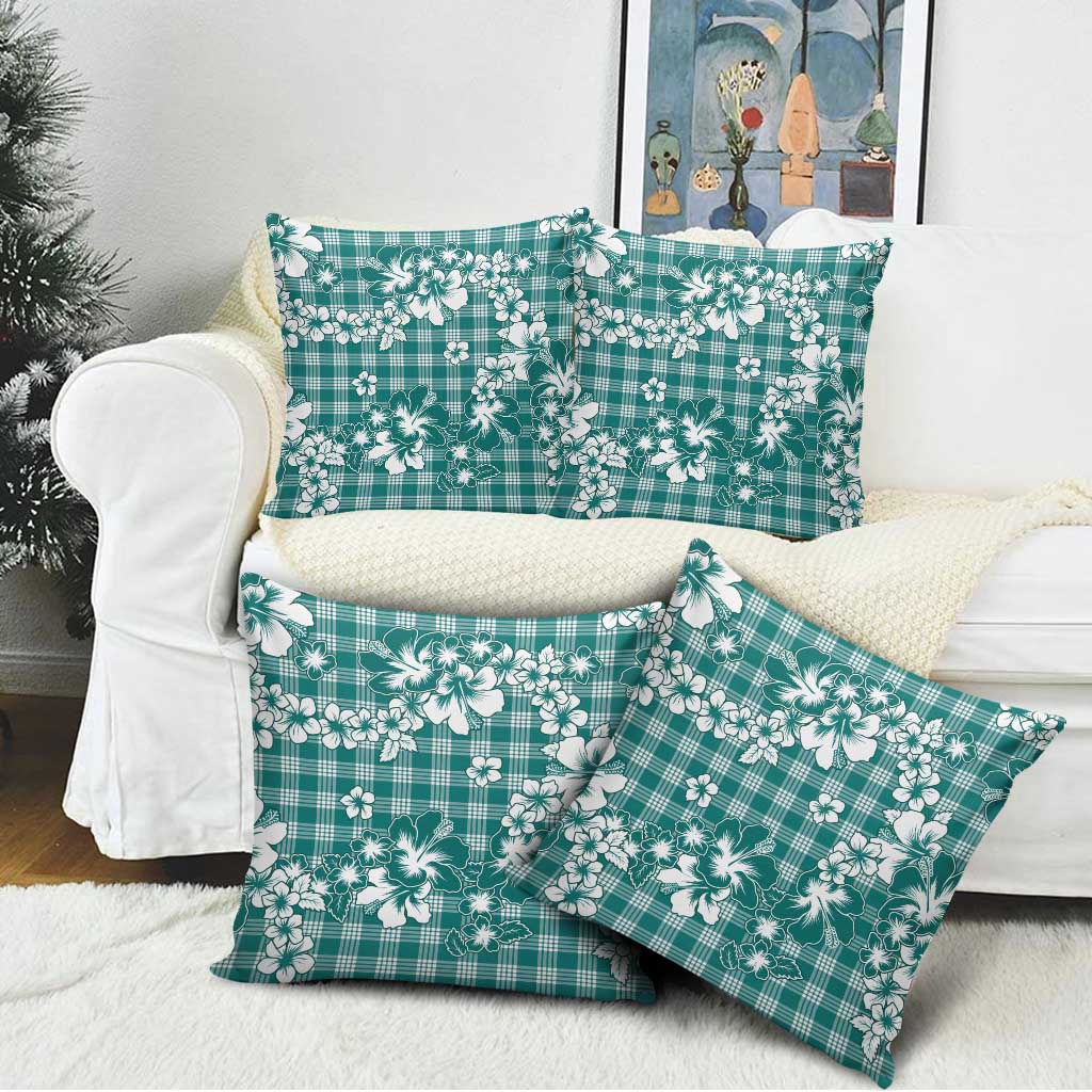 Hibiscus Pakala Aqua Teal Pillow Cover Tropical Floral Stylized - Polynesian Pride