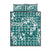 Hibiscus Pakala Aqua Teal Quilt Bed Set Tropical Floral Stylized - Polynesian Pride