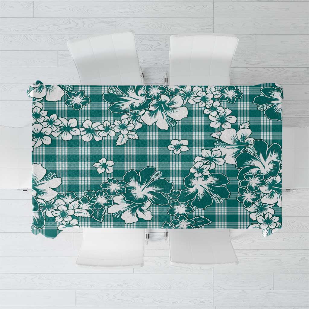 Hibiscus Pakala Aqua Teal Tablecloth Tropical Floral Stylized - Polynesian Pride