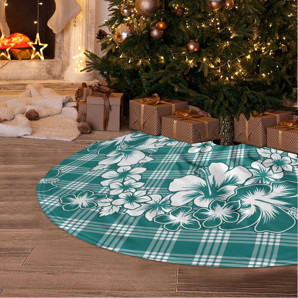 Hibiscus Pakala Aqua Teal Tree Skirt Tropical Floral Stylized LT01 - Polynesian Pride
