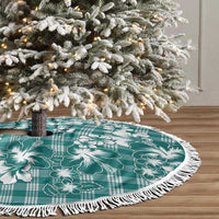 Hibiscus Pakala Aqua Teal Tree Skirt Tropical Floral Stylized LT01 - Polynesian Pride