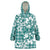 Hibiscus Pakala Aqua Teal Wearable Blanket Hoodie Tropical Floral Stylized - Polynesian Pride