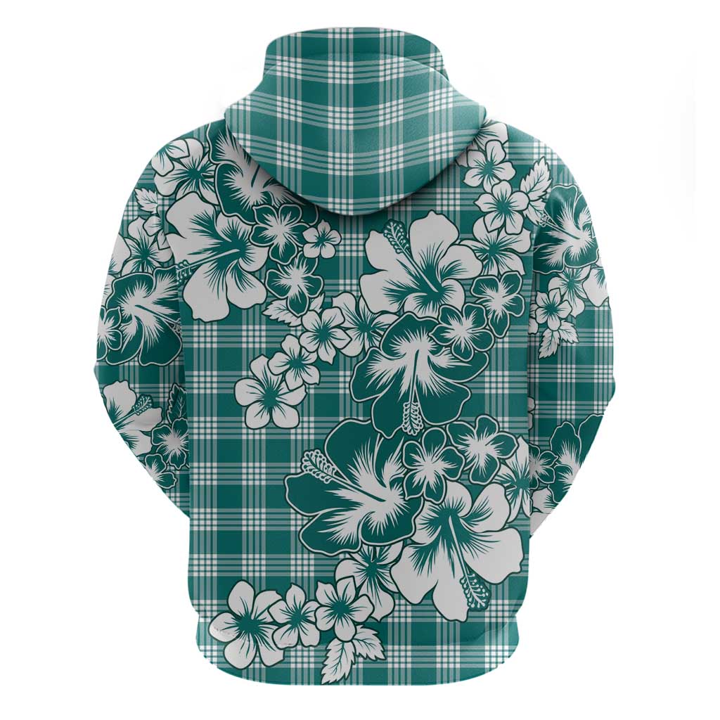 Hibiscus Pakala Aqua Teal Zip Hoodie Tropical Floral Stylized - Polynesian Pride