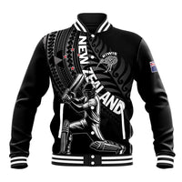 Custom New Zealand Cricket Baseball Jacket Maori Kiwi Black Fern LT01 Unisex Black - Polynesian Pride