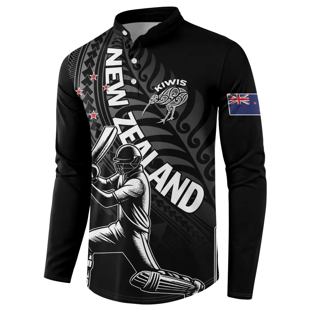 Custom New Zealand Cricket Button Sweatshirt Maori Kiwi Black Fern LT01 - Polynesian Pride