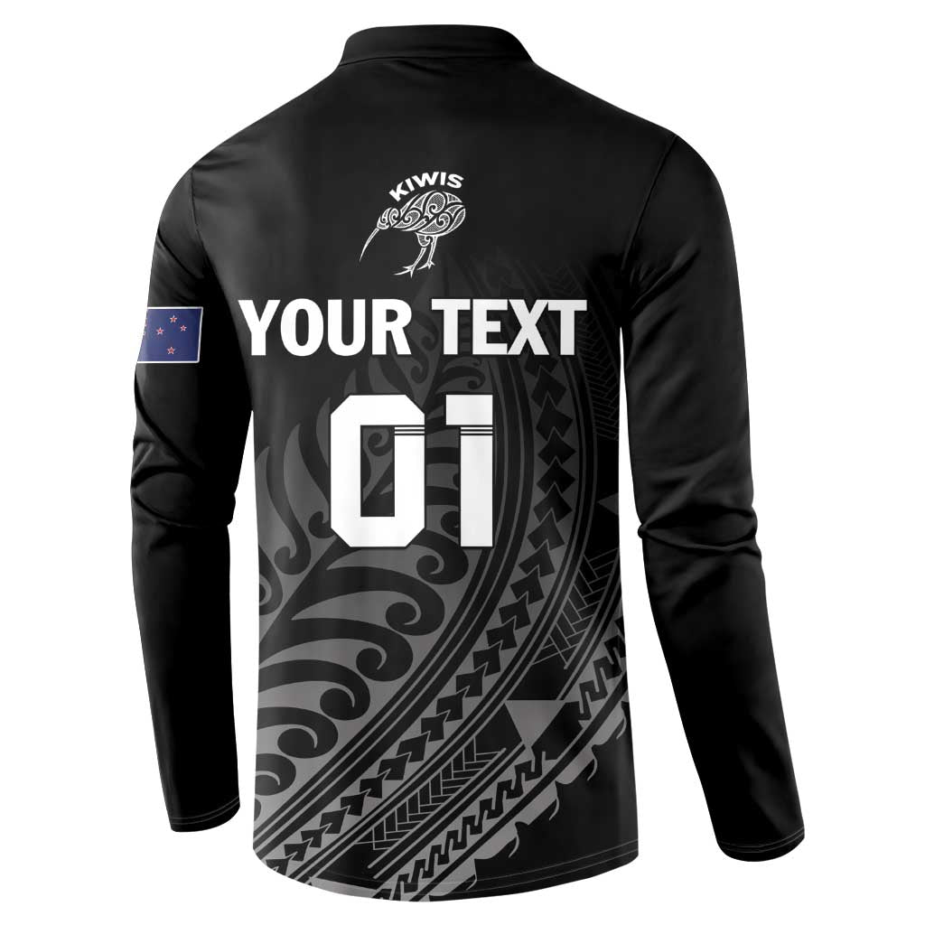 Custom New Zealand Cricket Button Sweatshirt Maori Kiwi Black Fern LT01 - Polynesian Pride