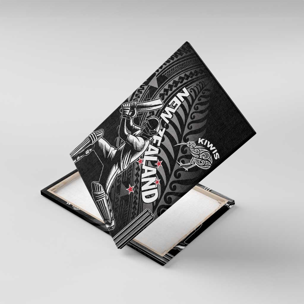 New Zealand Cricket Canvas Wall Art Maori Kiwi Black Fern LT01 With Frame Black - Polynesian Pride