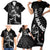 Custom New Zealand Cricket Family Matching Short Sleeve Bodycon Dress and Hawaiian Shirt Maori Kiwi Black Fern