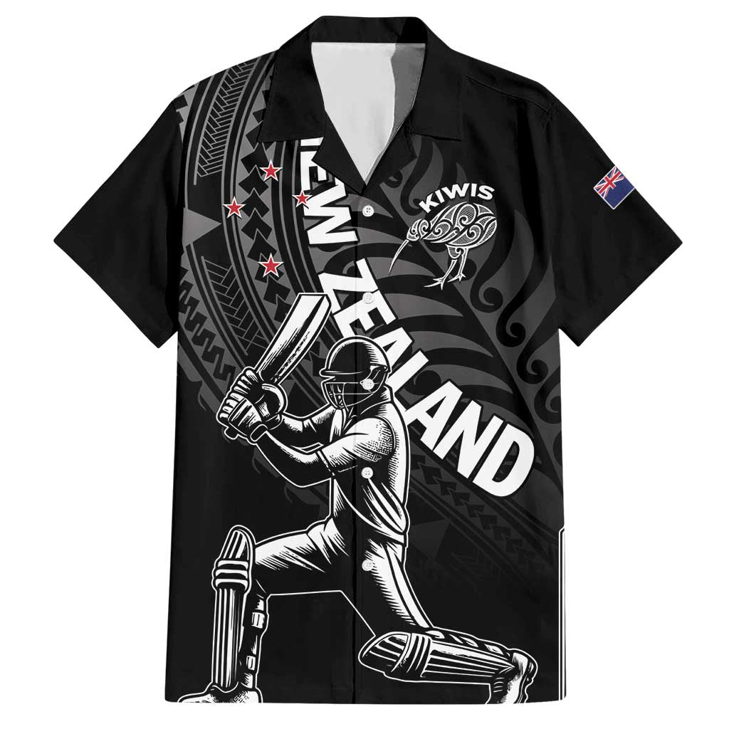 Custom New Zealand Cricket Hawaiian Shirt Maori Kiwi Black Fern LT01 Black - Polynesian Pride