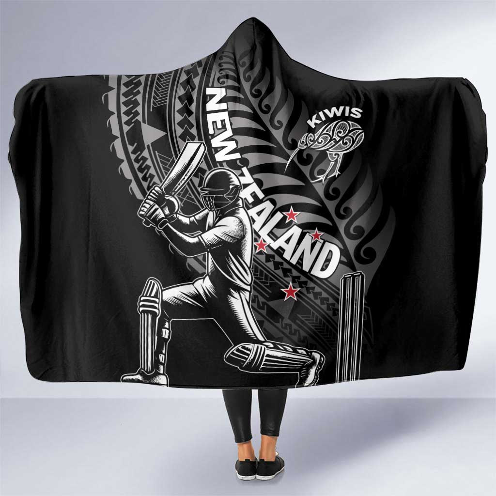 New Zealand Cricket Hooded Blanket Maori Kiwi Black Fern LT01 One Size Black - Polynesian Pride