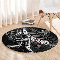 New Zealand Cricket Round Carpet Maori Kiwi Black Fern