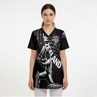 Custom New Zealand Cricket Scrub Top Maori Kiwi Black Fern - Polynesian Pride