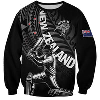 Custom New Zealand Cricket Sweatshirt Maori Kiwi Black Fern LT01 Unisex Black - Polynesian Pride
