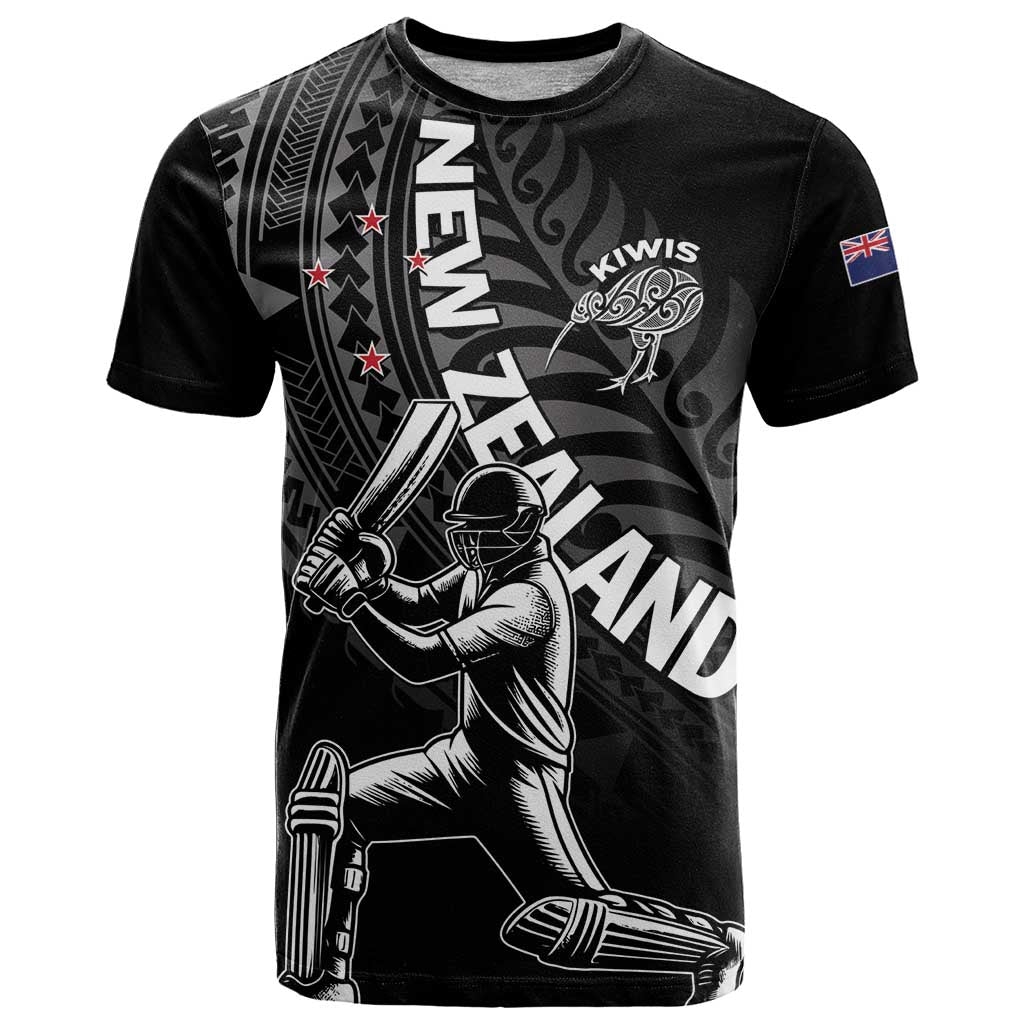 Custom New Zealand Cricket T Shirt Maori Kiwi Black Fern