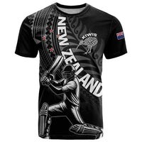 Custom New Zealand Cricket T Shirt Maori Kiwi Black Fern