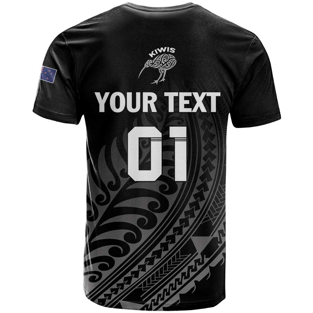Custom New Zealand Cricket T Shirt Maori Kiwi Black Fern