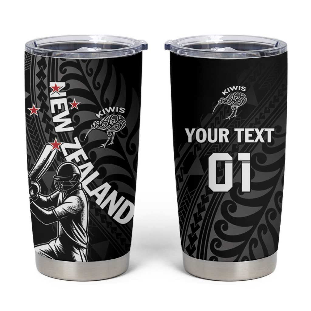 Custom New Zealand Cricket Tumbler Cup Maori Kiwi Black Fern LT01 Black - Polynesian Pride