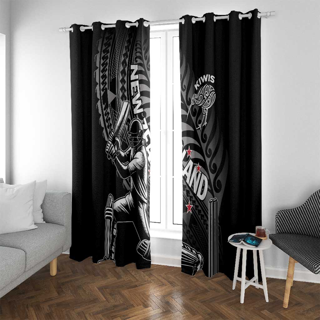 New Zealand Cricket Window Curtain Maori Kiwi Black Fern LT01 With Grommets Black - Polynesian Pride