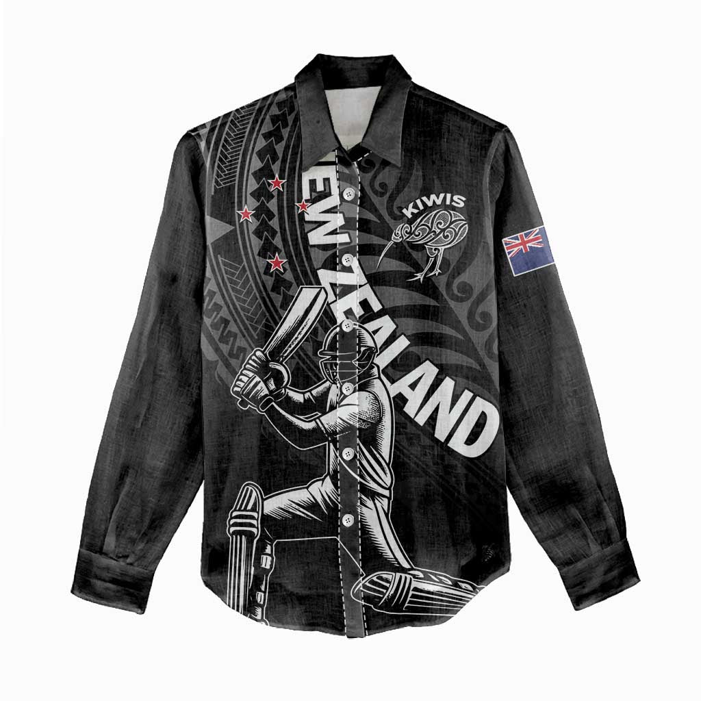 Custom New Zealand Cricket Women Casual Shirt Maori Kiwi Black Fern