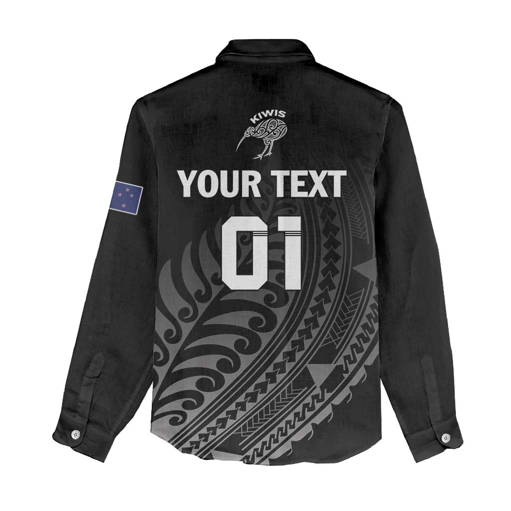 Custom New Zealand Cricket Women Casual Shirt Maori Kiwi Black Fern