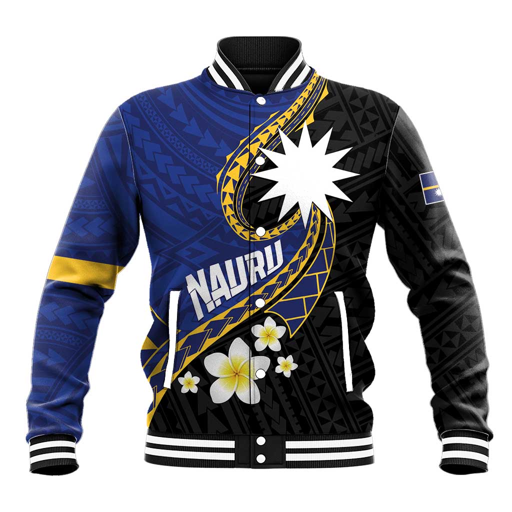 Personalised Nauru Baseball Jacket Naoero Proud Plumeria