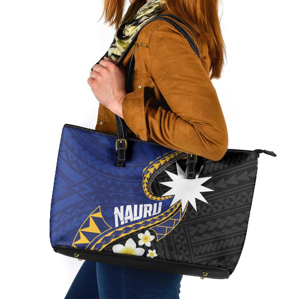 Nauru Leather Tote Bag Naoero Proud Plumeria