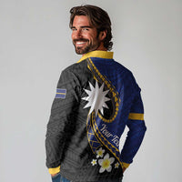 Personalised Nauru Long Sleeve Polo Shirt Naoero Proud Plumeria