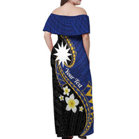 Personalised Nauru Off Shoulder Maxi Dress Naoero Proud Plumeria