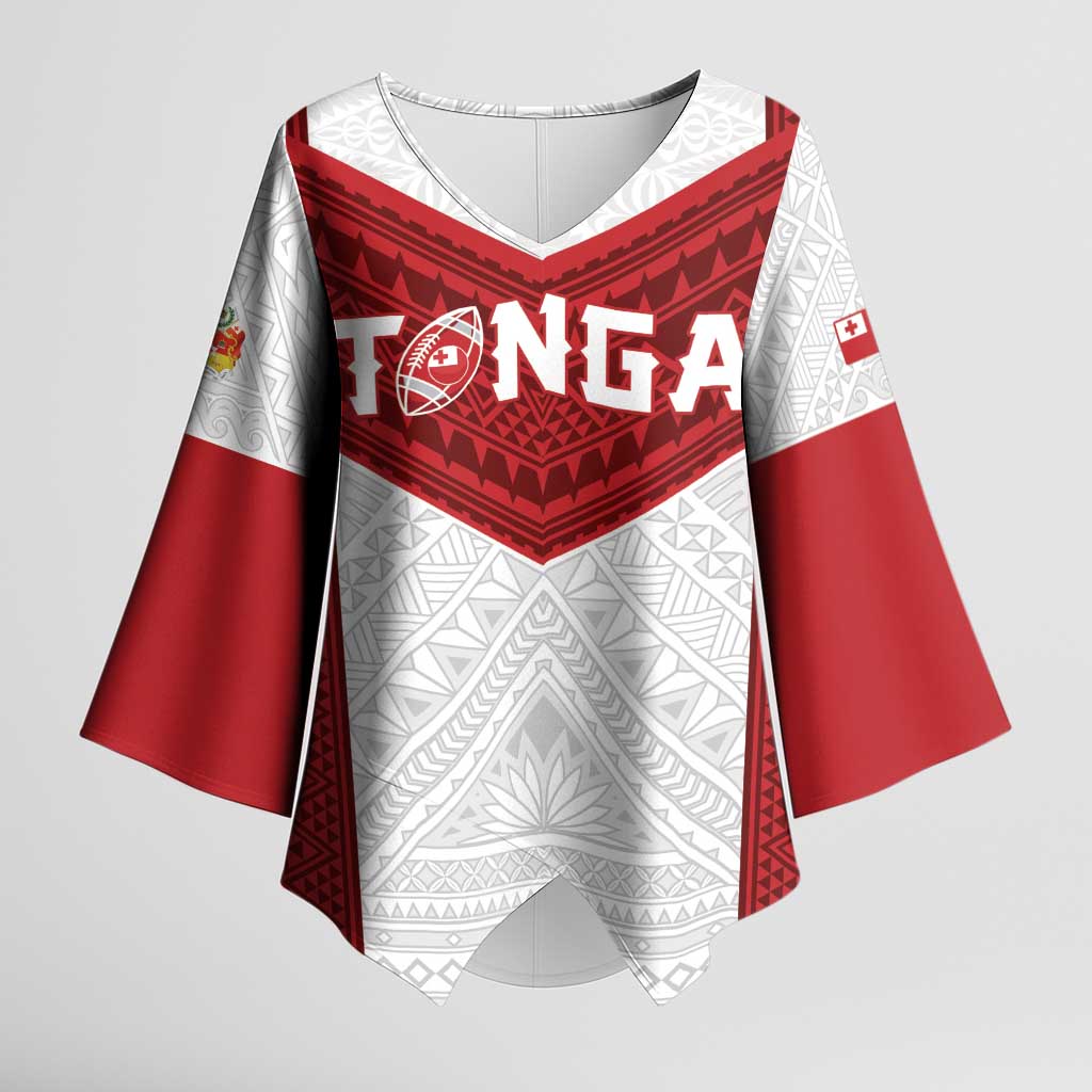 Tonga Rugby Custom Kimono Sleeve Blouse Tonga Sea Eagles Go Champions LT01 Female Red - Polynesian Pride