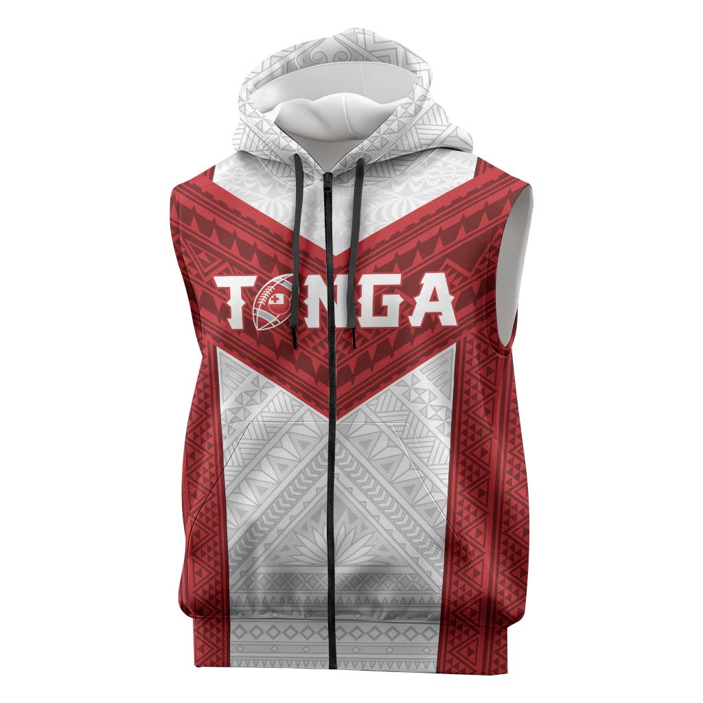 Tonga Rugby Custom Sleeveless Zip Hoodie Tonga Sea Eagles Go Champions LT01 Red - Polynesian Pride