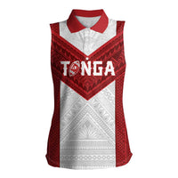 Tonga Rugby Custom Women Sleeveless Polo Shirt Tonga Sea Eagles Go Champions LT01 Female Red - Polynesian Pride